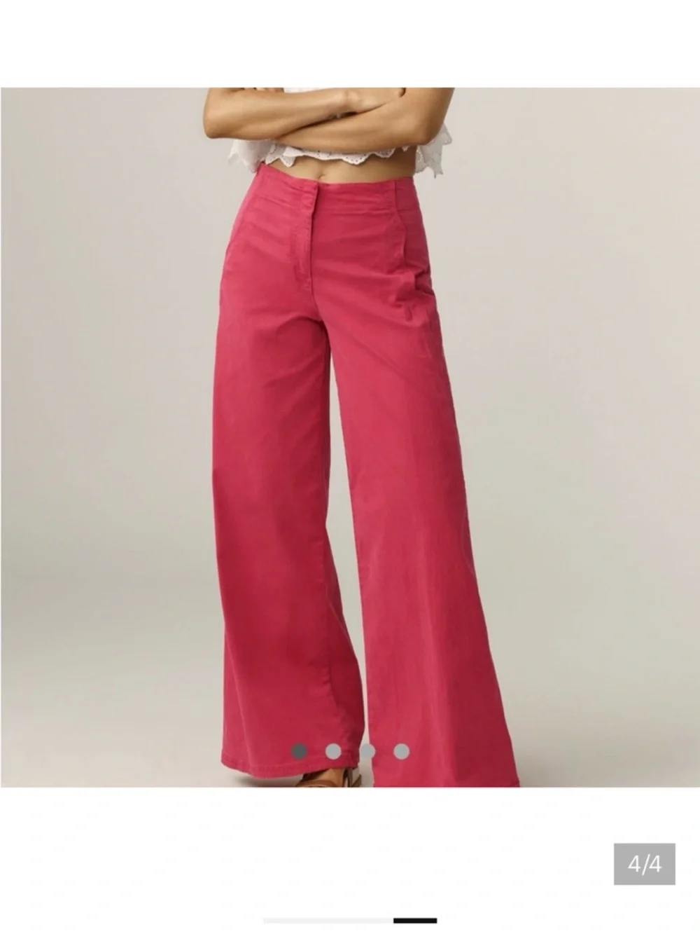 Anthropologie Maeve wide leg scalloped detail pants - Picture 3 of 8